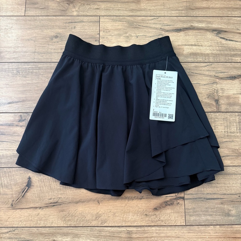 Lululemon Black Court Rival Skirt, Sz. 2 Long